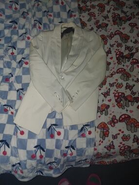 Ivory Single-Button Womens Blazer